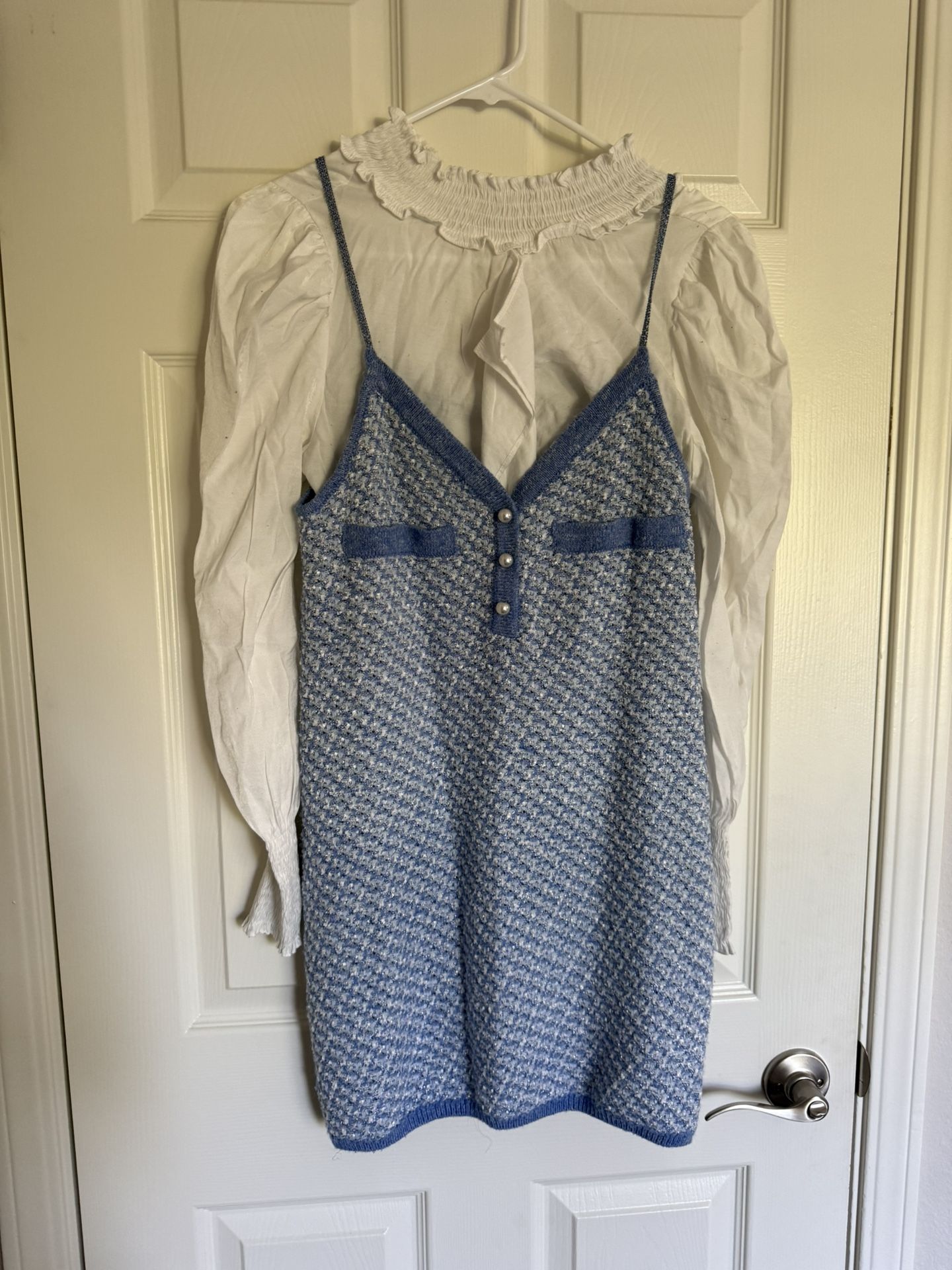 Urban Revivo women’s Knit tweed blue dress set