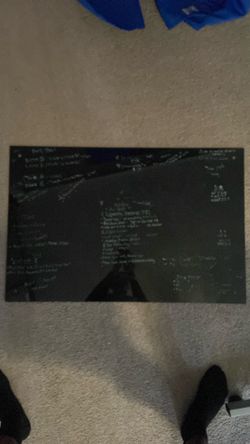 Black Glass Dry Erase Board 36”W x 24”H