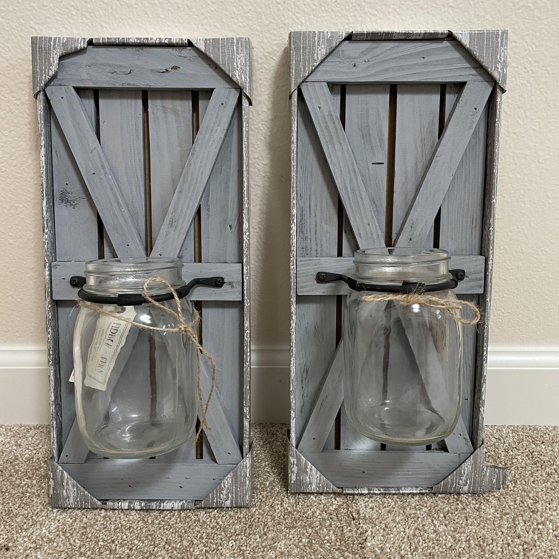 Wood Plank Wall Sconce Mason Jar Candle Holder