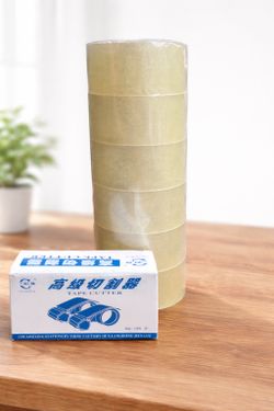 6 Pack Clear Packing Tape with Free Tape Cutter