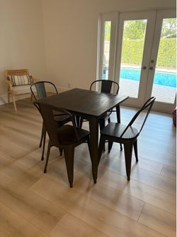 Modern Industrial Dining Set – Table + 4 Chairs