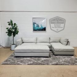🛋️ Light Gray Leather Sectional Sofa w/Ottoman (Delivery Available!! )