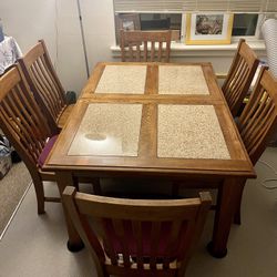 Solid Oak Table With chairs