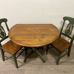 Wooden Foldable Table With 2 Chairs 