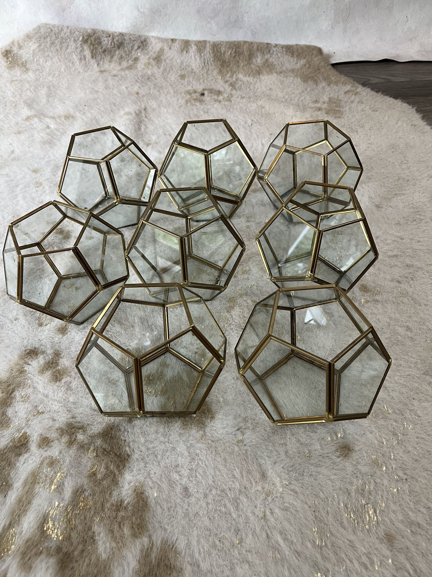 8 Pentagon Modern Glass Vases For Wedding Centerpieces