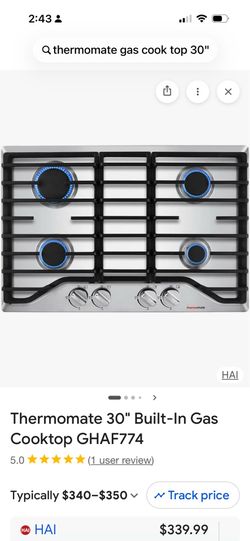 30” NATURAL OR PROPANE GAS  COOKTOP STAINLESS NEW
