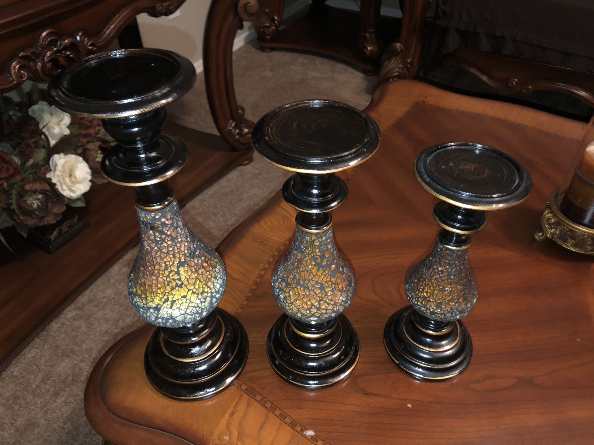 Beautiful 3 matching candleholders $50 firm