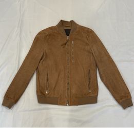 ALL SAINTS Tan Suede Bomber Jacket