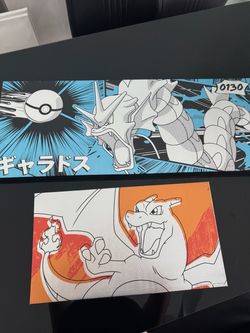 Pokémon Charizard and gyarados canvas art