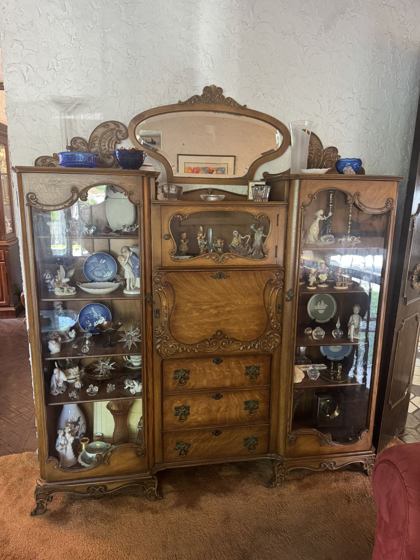 20th-century (probably 1(contact info removed)) oak or walnut china cabinet