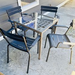 Outdoor Table And Chairs, Aluminum, Fermob Stacking Armchairs, Commercial Quality $575 Each New! 