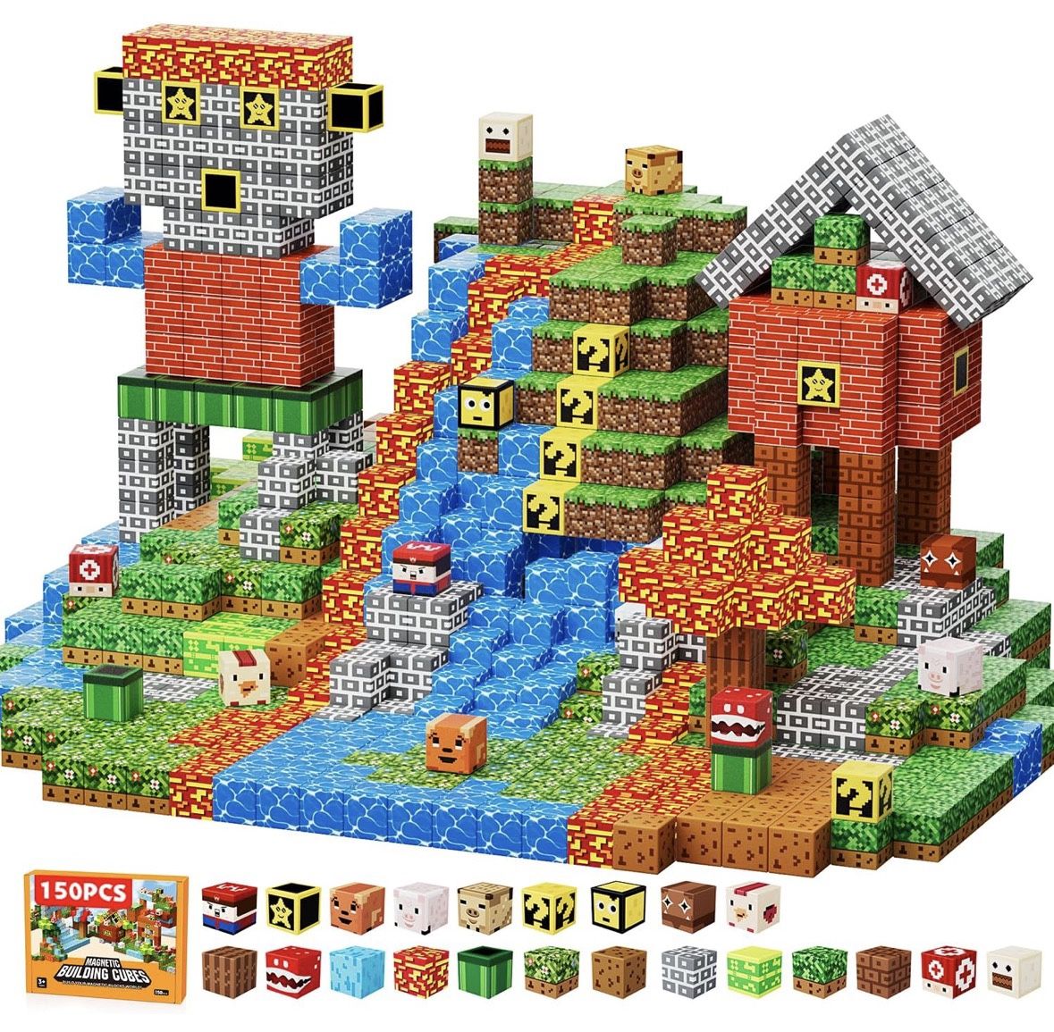 150 PCS Magnetic Blocks, 2X Magnetic Force, 0.8in