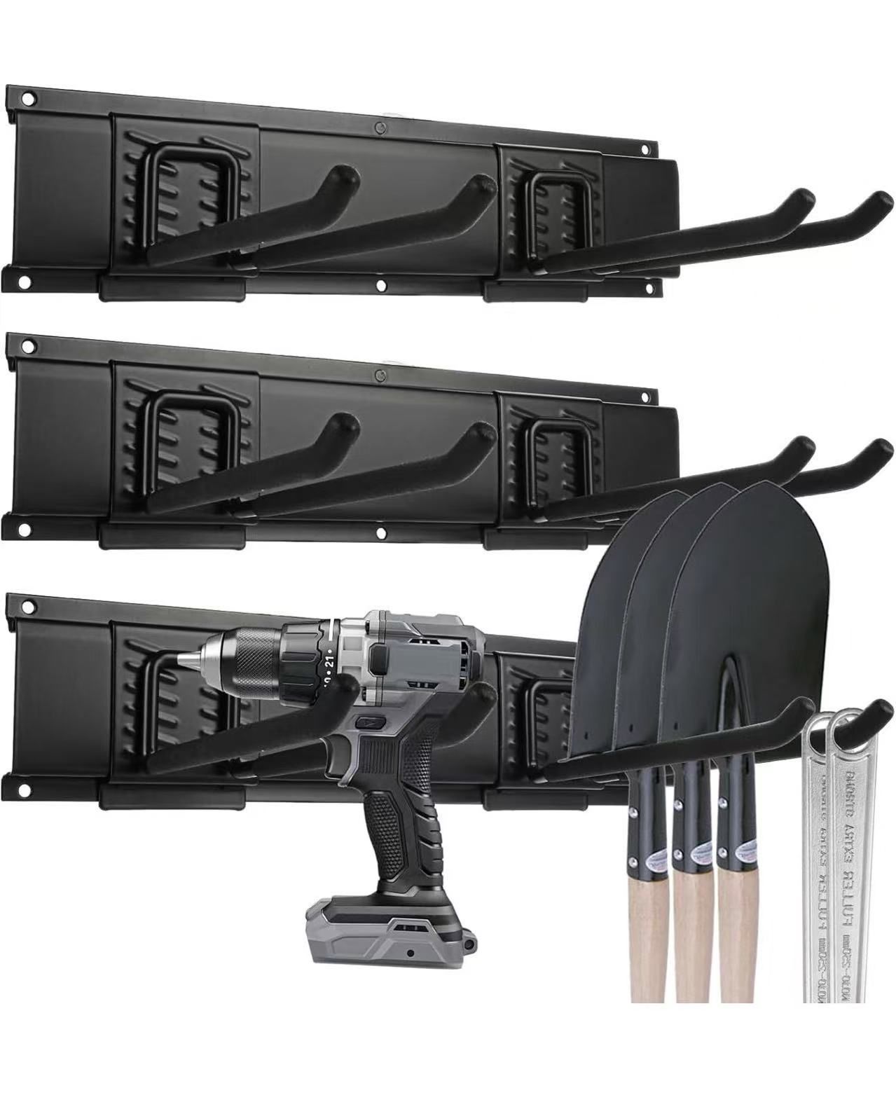 Garage Tool Organizer Storage Rack, 47 Inch Garage Organizer Wall Mount, Heavy Duty Garden Tool Organizer, Adjustable Tool Storage Rack Hooks, Yard Sh