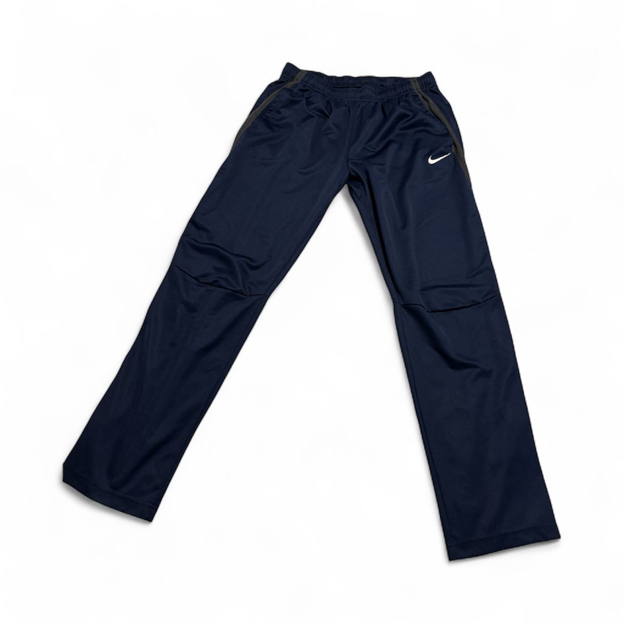 Nike Track Pants Women's Large Navy Blue Epic Training Joggers Zip Ankle EUC
