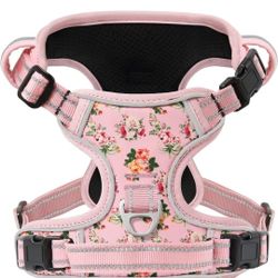 Timos No Pull Dog Harness, No Need to Go Over Dog's Head, 3 Snap Buckles, Reflective Oxford No Choke Puppy Harness with Front and Back