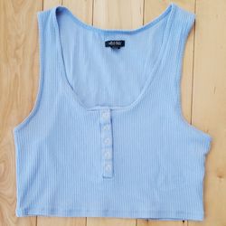 Wild Fable Blue Ribbed Crop Top (M)