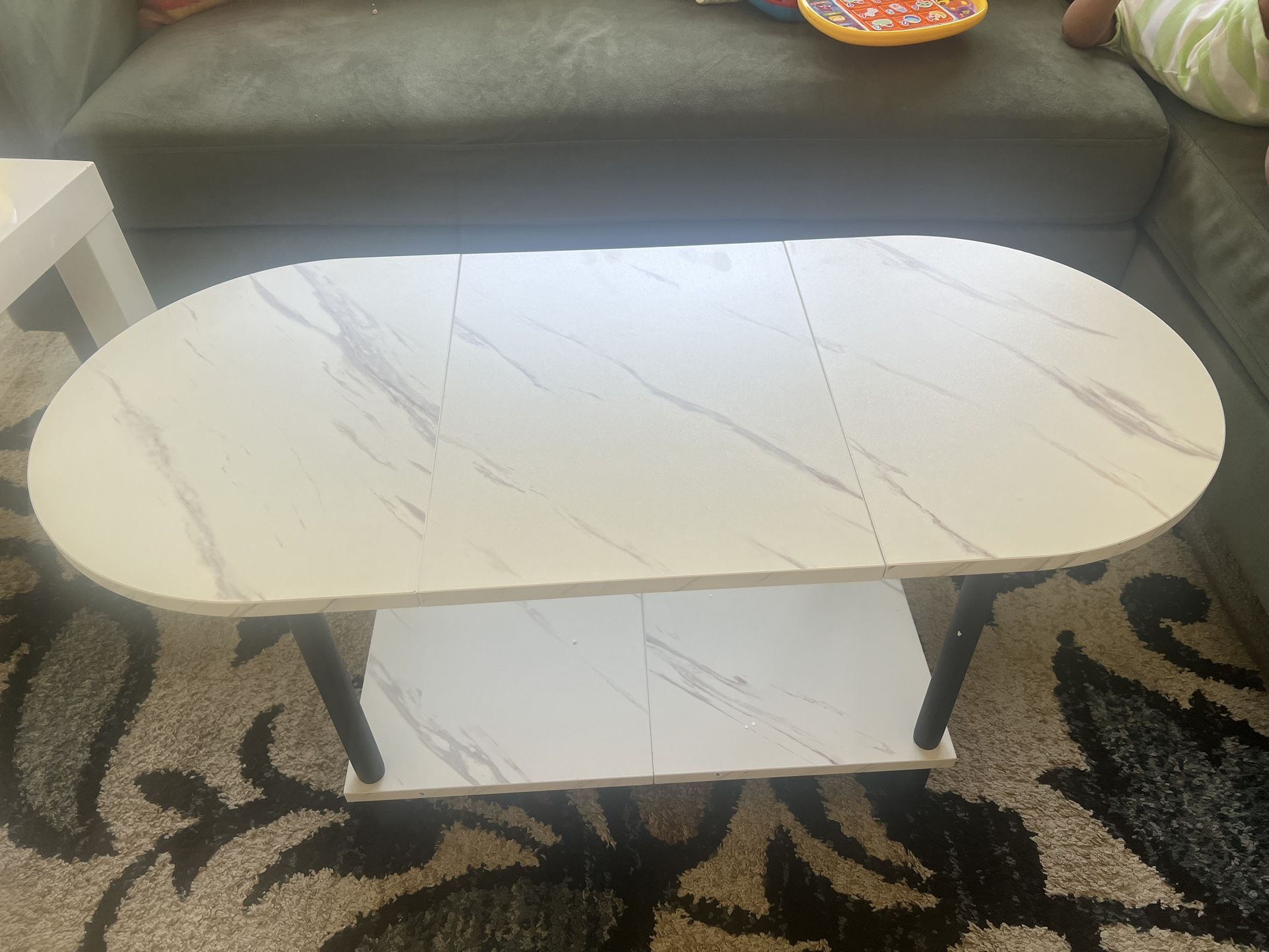 2 Tier Coffee Table Faux Marble