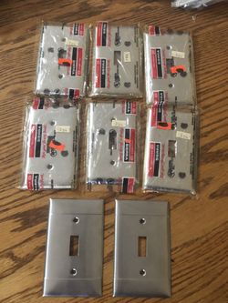 6 NOS & 2 Open VINTAGE SIERRA S-1 STAINLESS STEEL WALL SWITCH PLATE . Read