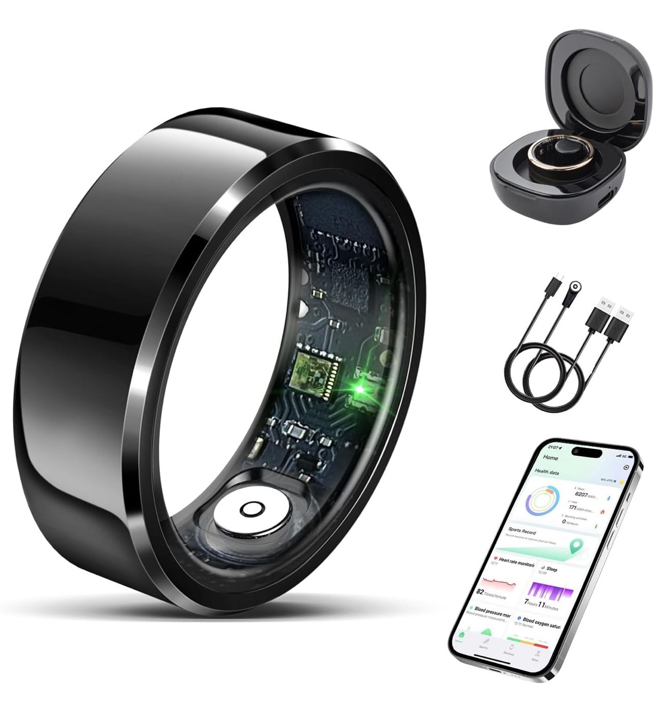 Smart Ring for Women Men-Wearable Fitness Tracker with Sleep Tracking Heart Rate Blood Oxygen Healthy Monitor Ring Activity Monitoring Steps Calories