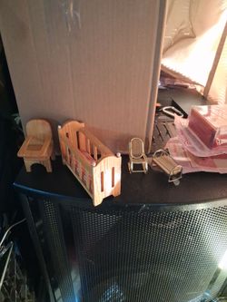 Miniature Dollhouse Nursery Furniture Set