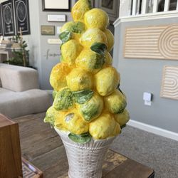 20” Italian Vintage Majolica Lemon topiary