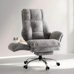 Big and Tall Office Chair, Flip Armrests for Pets & Cross Legged Sitting, Executive Ergonomic Computer Gaming Chair with Foot Res