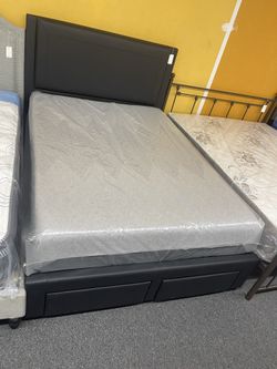 Full Size Bed Frame - Black PU