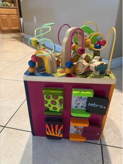 Zany zoo wooden play block station for toddler baby
