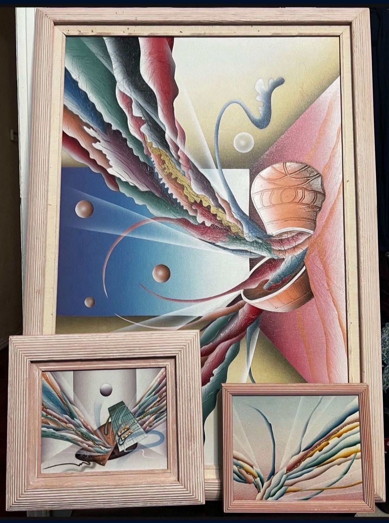 3 Piece set Real Art On Canvas W Frame