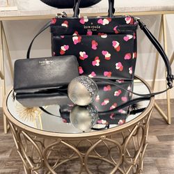 Kate Spade New York Heart Print Satchel Purse + Matching Wallet