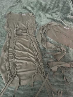 Fashion Nova Satin Lace-Up Mini Dress Set
