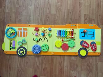 12-in-1 Activity Wall Busy Board: Boost Development with 44 x 15.5 in Sensory Toy