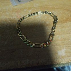 10 Inch 18k Gold Plated Figaro Bracelet 4mm