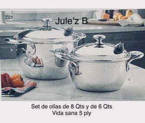Princess House. Set De Ollas De 8 Qts Y De 6 Qts Vida Sana 5 Ply Nueva En Su Caja