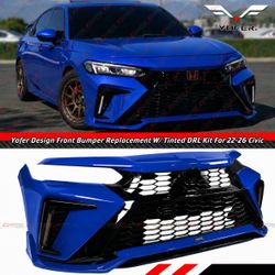 Yofer Design Front Bumper Full Replacement Kit With Tinted Sequential Switch-Back DRL [2022-2026 Honda Civic]