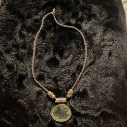 Vtg Sterling Silver Roman Glass Pendant Necklace