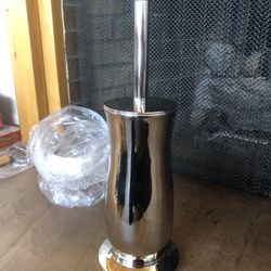 Polished nickel toilet brush sale