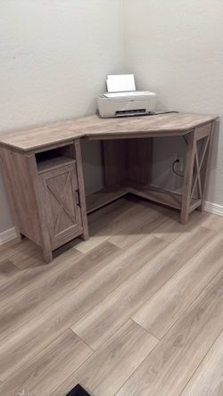 Corner computer desk and cabinet