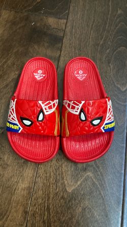 Little kid / toddler size 8 spider man sandal slides