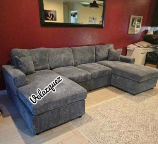 ✅️✅️4 pc corduroy fabric sectional sofa with double chaise ✅️✅️
