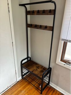 72” tall Hall Tree 28.3” wide with bench and shoes storage