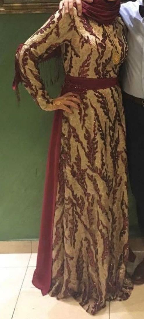 Modest Red And Gold Dress