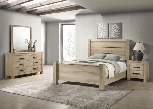 4 PC Queen Bedroom Set With Queen Bedframe Dresser Mirror Nightstand On Sale Now Don't Miss