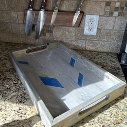 Serving Tray with Epoxy Resin Inserts