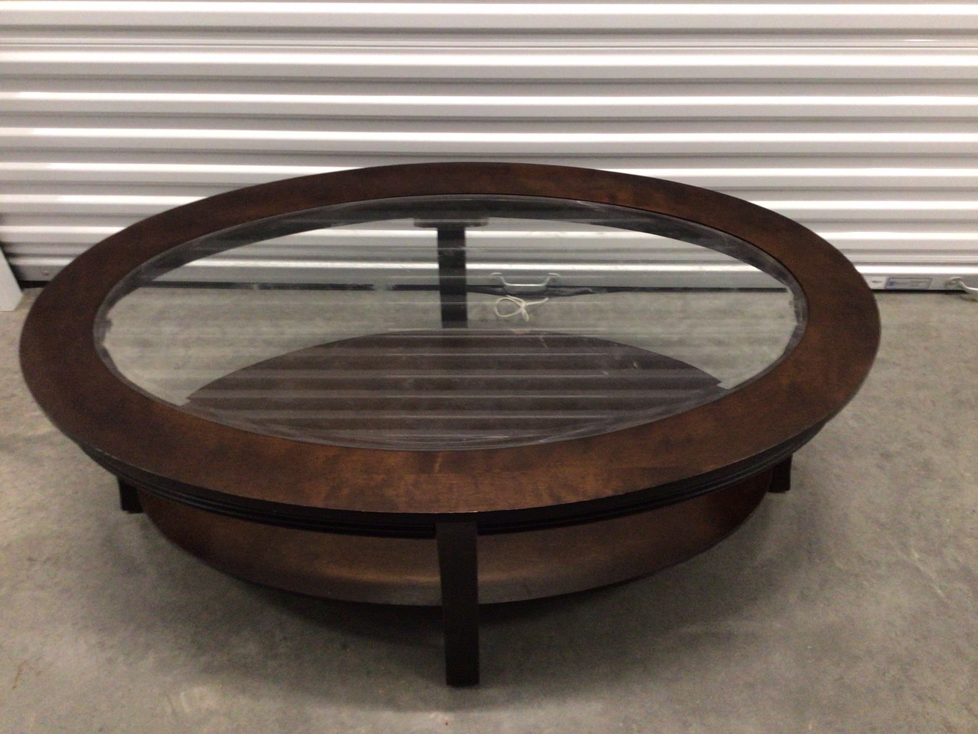 OVAL GLASS COFFEE TABLE