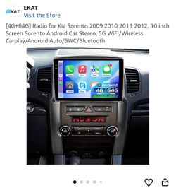 [4G+64G] Radio for Kia Sorento 2009 2010 2011 2012, 10 inch Screen Sorento Android Car Stereo, 5G WiFi/Wireless Carplay/Android Auto/SWC/Bluetooth