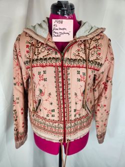 NWOT Free People Play My Song Quilted Embroidered Studded Hooded Jacket Pink [COPY]