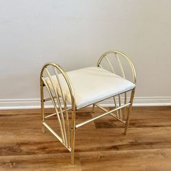 Vintage Bench Stool Chair Gold Brass 