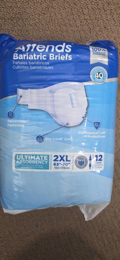 Bariatric Adult Disposable Briefs  8 Brand New Packages $30 each