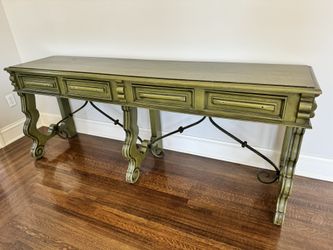 Beautiful Green Long Narrow Wooden Table-Antique Custom Made-from Movie Set